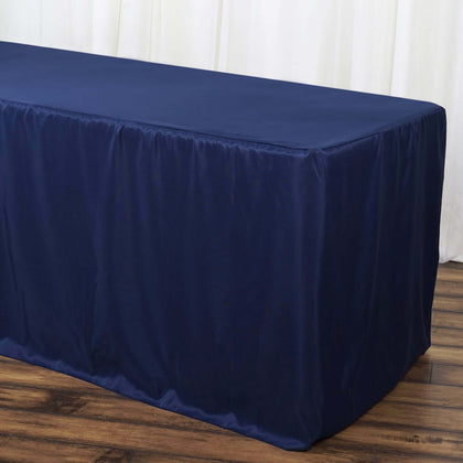 Fitted Polyester Rectangle Tablecloth 72"x30" Navy Blue - Perfect for Standard Tables