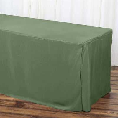 Fitted Polyester Rectangle Tablecloth 72"x30" Olive Green - Perfect for Standard Tables