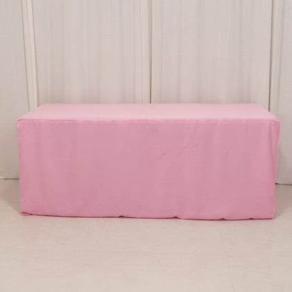 Fitted Polyester Rectangle Tablecloth 72"x30" Pink - Perfect for Standard Tables