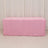 Pink table cover draped over a rectangular table.