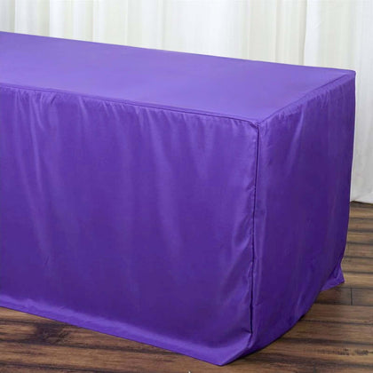 Fitted Polyester Rectangle Tablecloth 72"x30" Purple - Perfect for Standard Tables
