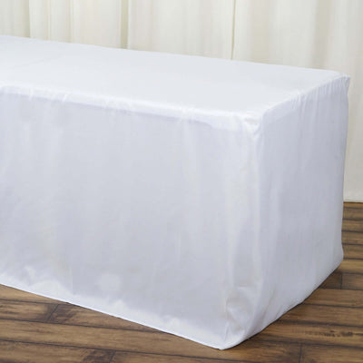 Fitted Polyester Rectangle Tablecloth 72"x30" White - Durable and Easy to Maintain Table Cover for Banquets & Conferences