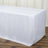 White table cover draped over a table for events or parties.