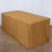 Brown table cover draped over a rectangular table.