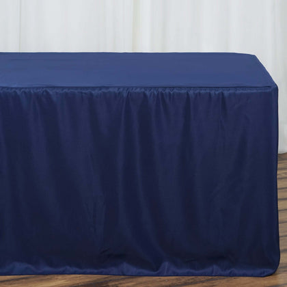Fitted Polyester Rectangle Tablecloth 96"x30" Navy Blue - Snug Fit for Large Tables