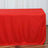 Red tablecloth draped over a table, creating a vibrant display.