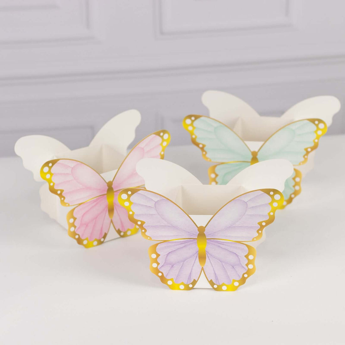 Paper butterfly party favor boxes for pink bachelorette party favors