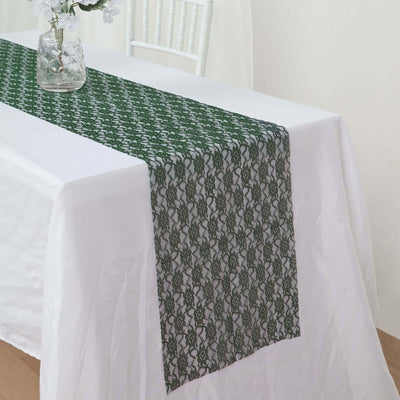 Floral Lace Table Runner 12"x108" Hunter Emerald Green - Delicate and Ornate Table Decor
