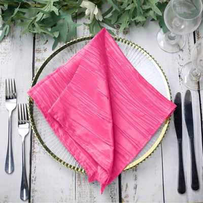 5 Pack Taffeta Napkins 20"x20" Fuchsia - Accordion Crinkle Cloth Napkins