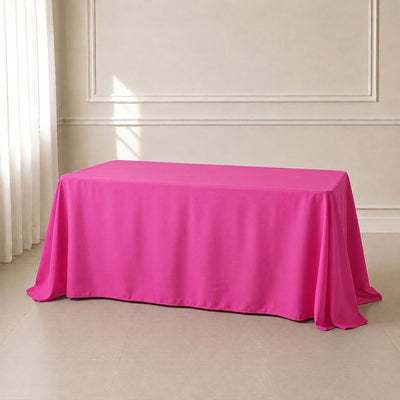 Polyester Rectangle Tablecloth 90"x132" Fuchsia with Seamless Finish