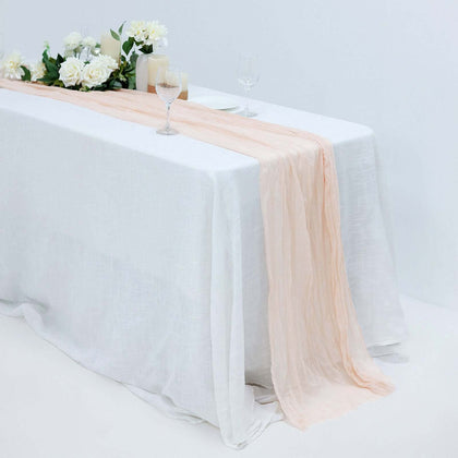 Gauze Cheesecloth Table Runner 10ft Blush - Rustic Boho Table Linen