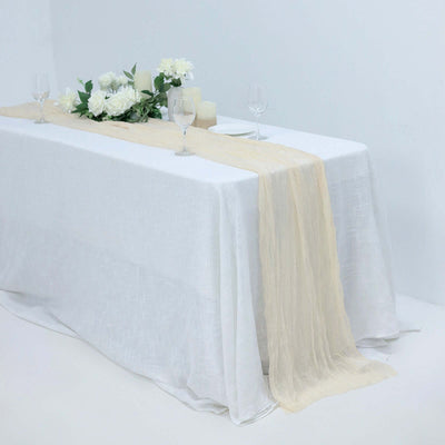 Gauze Cheesecloth Table Runner 10ft Cream - Rustic Boho Table Linen