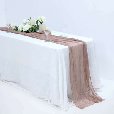Gauze Cheesecloth Table Runner 10ft Dusty Rose - Rustic Boho Table Linen