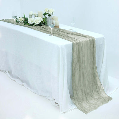 Gauze Cheesecloth Table Runner 10ft Dusty Sage Green - Rustic Boho Table Linen