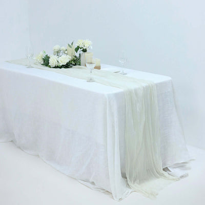 Gauze Cheesecloth Table Runner 10ft Ivory - Rustic Boho Table Linen
