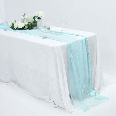 Gauze Cheesecloth Table Runner 10ft Light Blue - Rustic Boho Table Linen