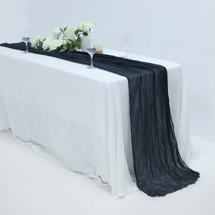 Gauze Cheesecloth Table Runner 10ft Navy Blue - Rustic Boho Table Linen