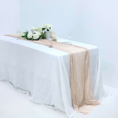 Gauze Cheesecloth Table Runner 10ft Nude - Rustic Boho Table Linen