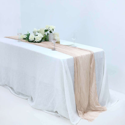 Gauze Cheesecloth Table Runner 10ft Nude - Rustic Boho Table Linen