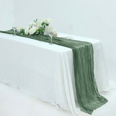 Gauze Cheesecloth Table Runner 10ft Olive Green - Rustic Boho Table Linen