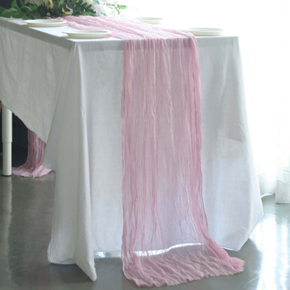 Gauze Cheesecloth Table Runner 10ft Pink - Rustic Boho Table Linen