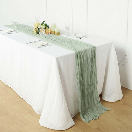 Gauze Cheesecloth Table Runner 10ft Sage Green - Rustic Boho Table Linen