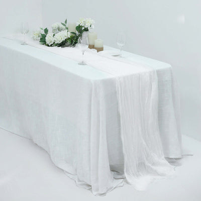 Gauze Cheesecloth Table Runner 10ft White - Soft & Rustic Boho Table Linen for Banquets and Dinners