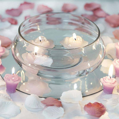 Glass Floating Candle Bowl 7" Multi-Purpose Design - Table Centerpiece for Decor