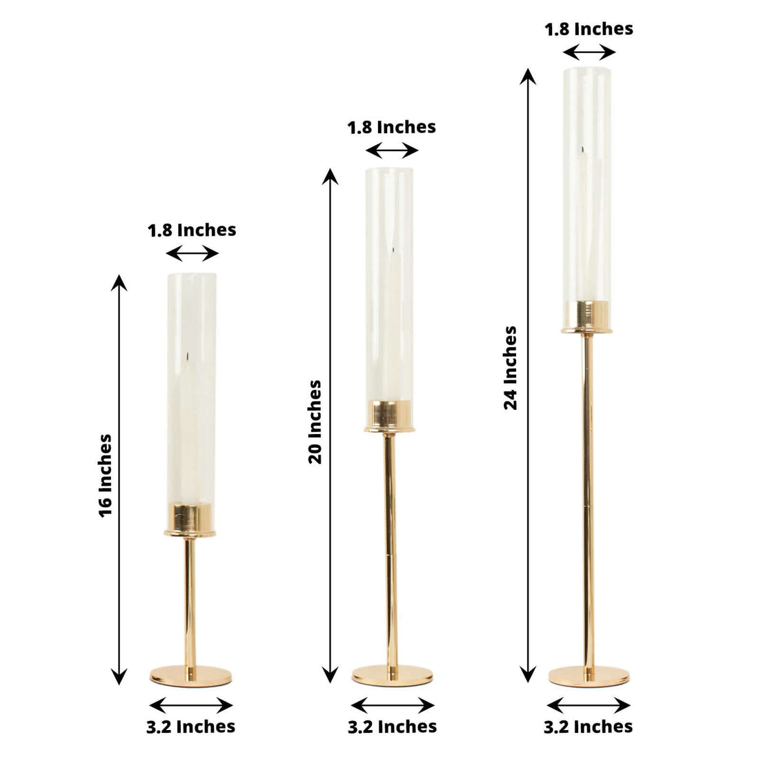 Tall Gold Taper Candle Holders Set of 3 | eFavormart