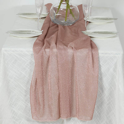 Glitter Gauze Table Runner 27"x120" Rose Gold - Sparkling Reusable Wrinkle-Free Sheer Table Linen