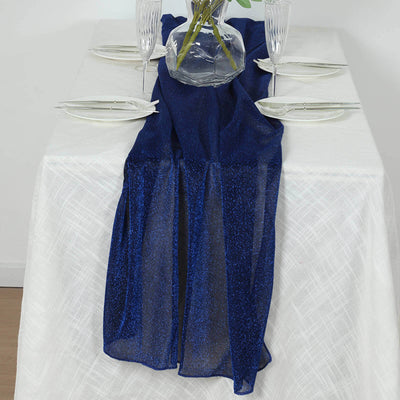 Glitter Gauze Table Runner 27"x120" Royal Blue - Sparkling Reusable Wrinkle-Free Sheer Table Linen