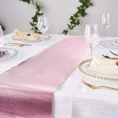 Glitter Paper Table Runner Roll 9ft Rose Gold Ridge Pattern - Stylish Disposable Party Decor