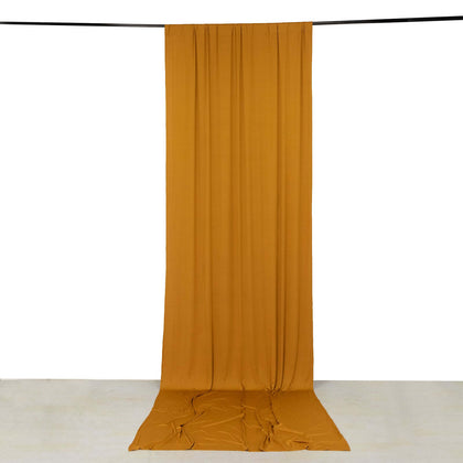 Gold 4-Way Stretch Spandex Backdrop Drape Curtain, Wrinkle Free Event Divider Panel with Rod Pockets - 5ftx14ft