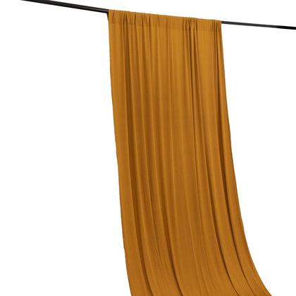 Gold 4-Way Stretch Spandex Backdrop Drape Curtain, Wrinkle Free Event Divider Panel with Rod Pockets - 5ftx16ft