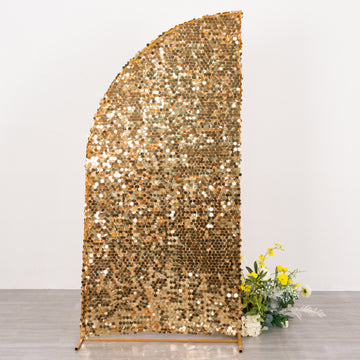 Gold Double Sided Big Payette Sequin Chiara Backdrop Stand Cover For Half Moon Wedding Arch 6ft