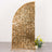 Gold sequin backdrop with floral arrangement