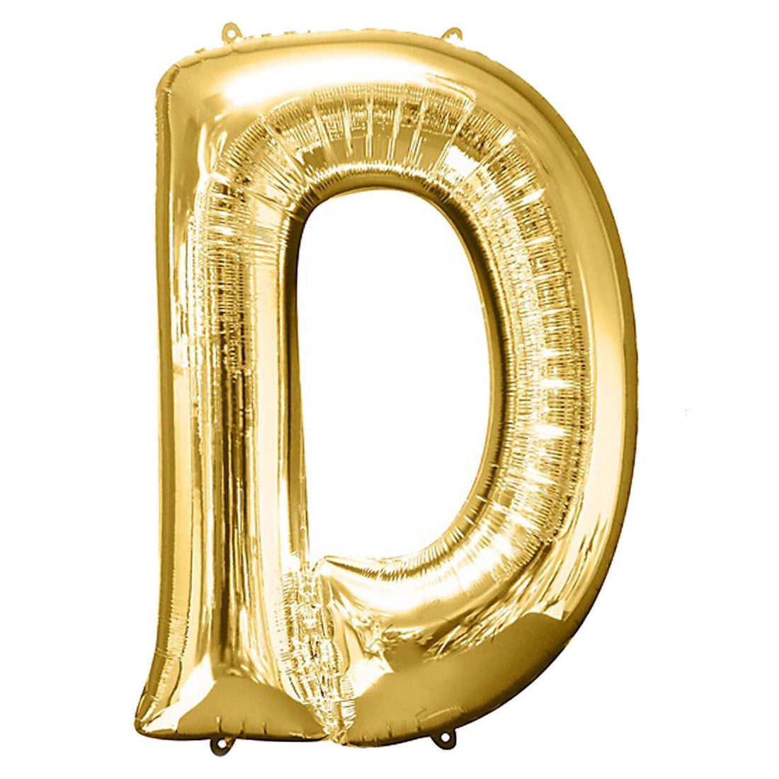 Gold foil letter D balloon, perfect for parties and celebrations.