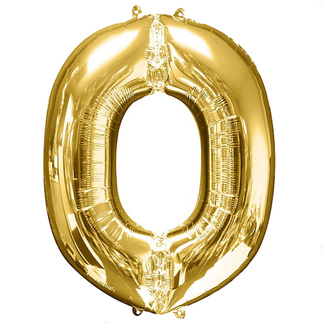 Gold foil balloon in the shape of the number zero