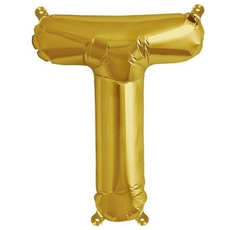 Gold foil letter T balloon