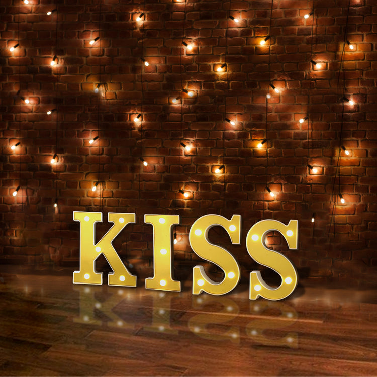 6 Gold 3D Marquee Letters - Warm White 5 LED Light Up Letters - K