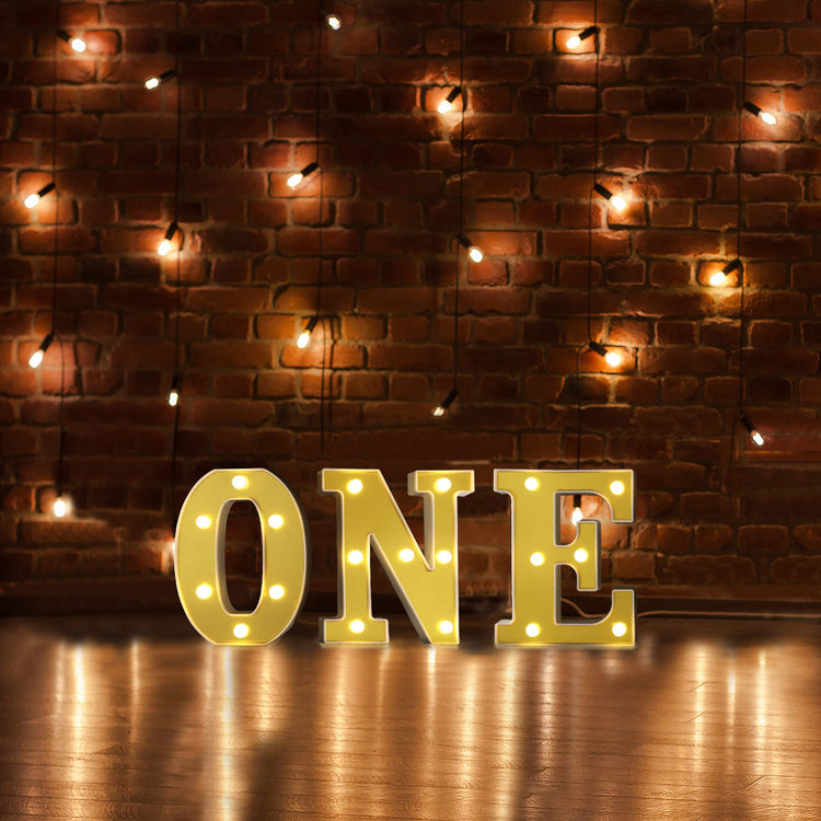 Gold 3D Marquee "O" Letters - Warm White 6 LED Light Up Letters 6"