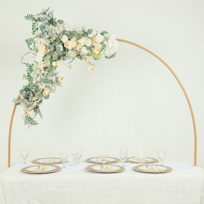Gold Metal Over-The-Table Rod Stand with Clamps, Round Top Balloon Arch Flower Stand for Wedding and Party Decorations - 4ftx6ft