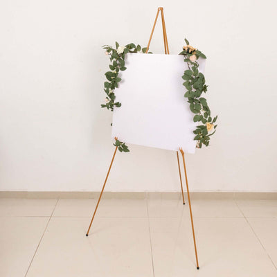 Gold Metal Sign Holder Easel Stand, Collapsible Tripod Stand 65"