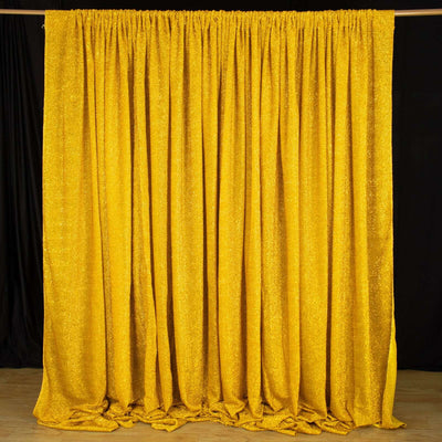 Gold Metallic Shimmer Tinsel Backdrop Drape Curtain, Event Background Divider Panel - 20ftx10ft