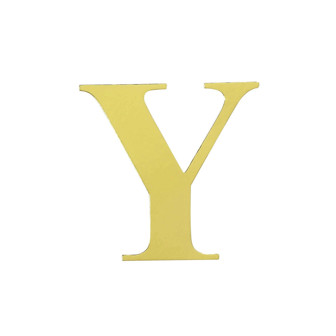 Gold letter "Y" cutout on a plain background