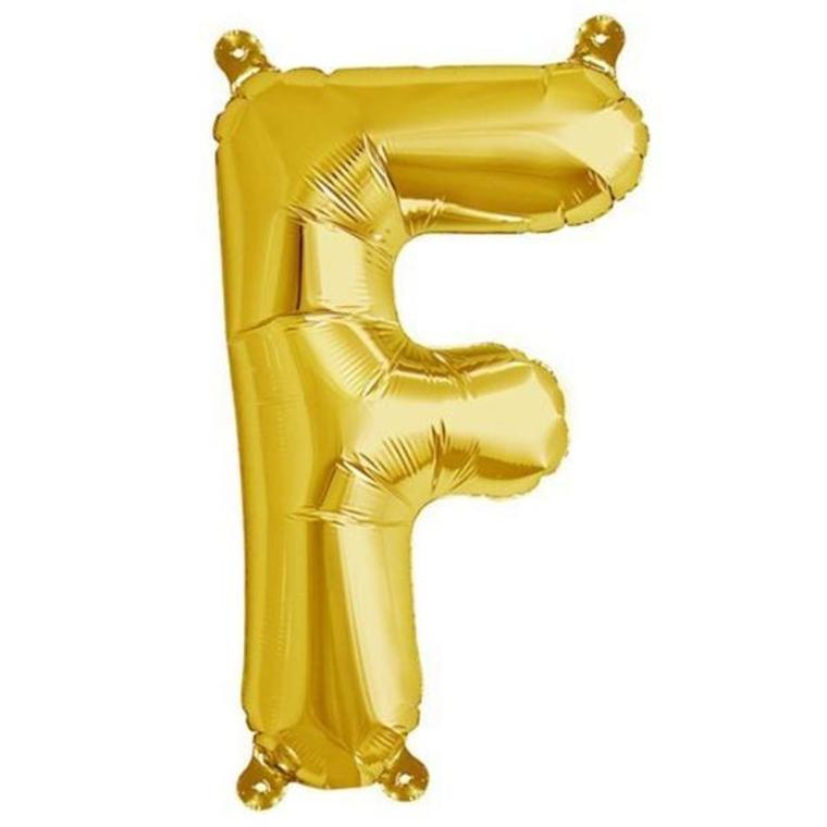 Gold foil letter F balloon