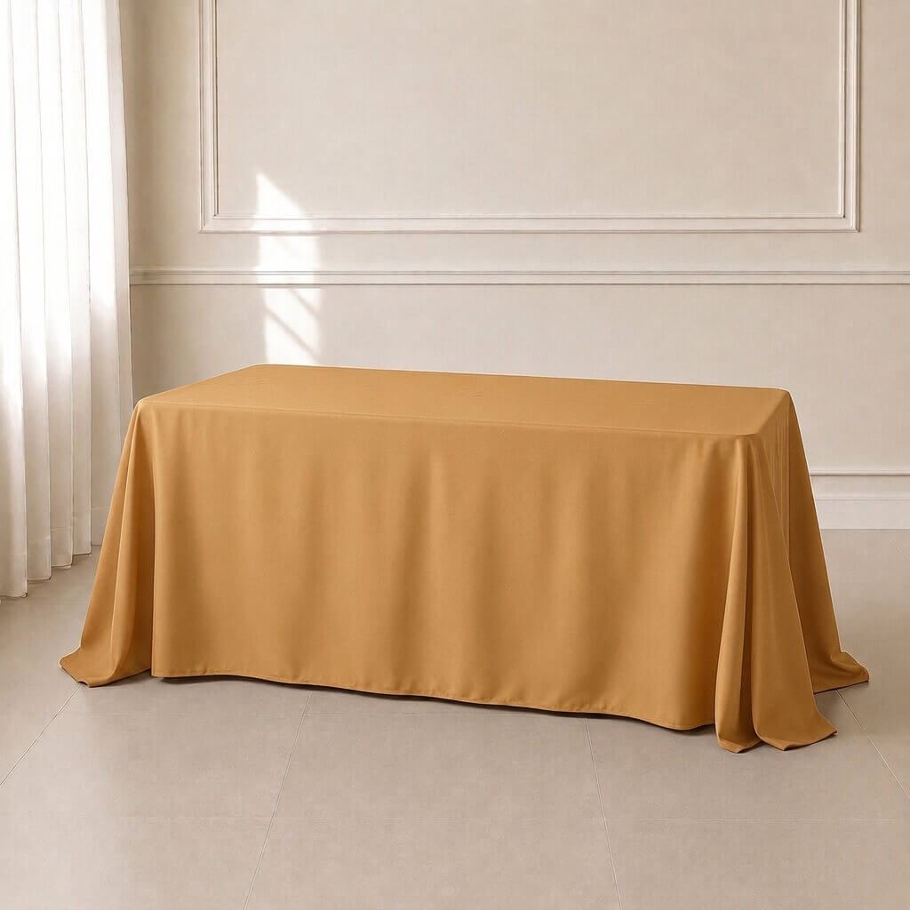 gold rectangle tablecloth 90x132 inches