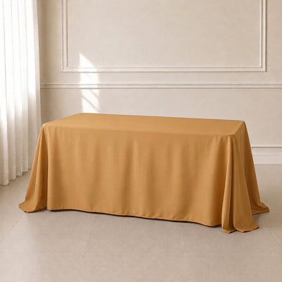 Premium Polyester Rectangle Tablecloth 90"x132" Gold - Seamless 220GSM Wrinkle-Resistant & Durable Fabric
