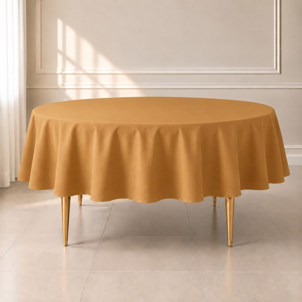 gold round tablecloth for classy events