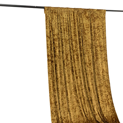 Crushed Velvet Backdrop Curtain – Gold 5ft x 12ft Event Drape with Rod Pocket, Privacy Panel for Photo Booths & Events